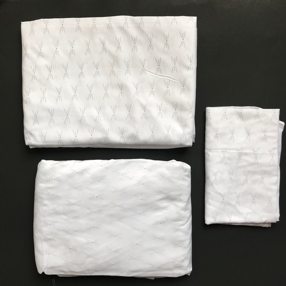 𝅺Dream Factory Cat Whiskered Print Twin Sheets Bedding - Picture 3 of 4